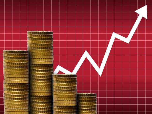 Money with financial graph – Money and markets concept- Red vers